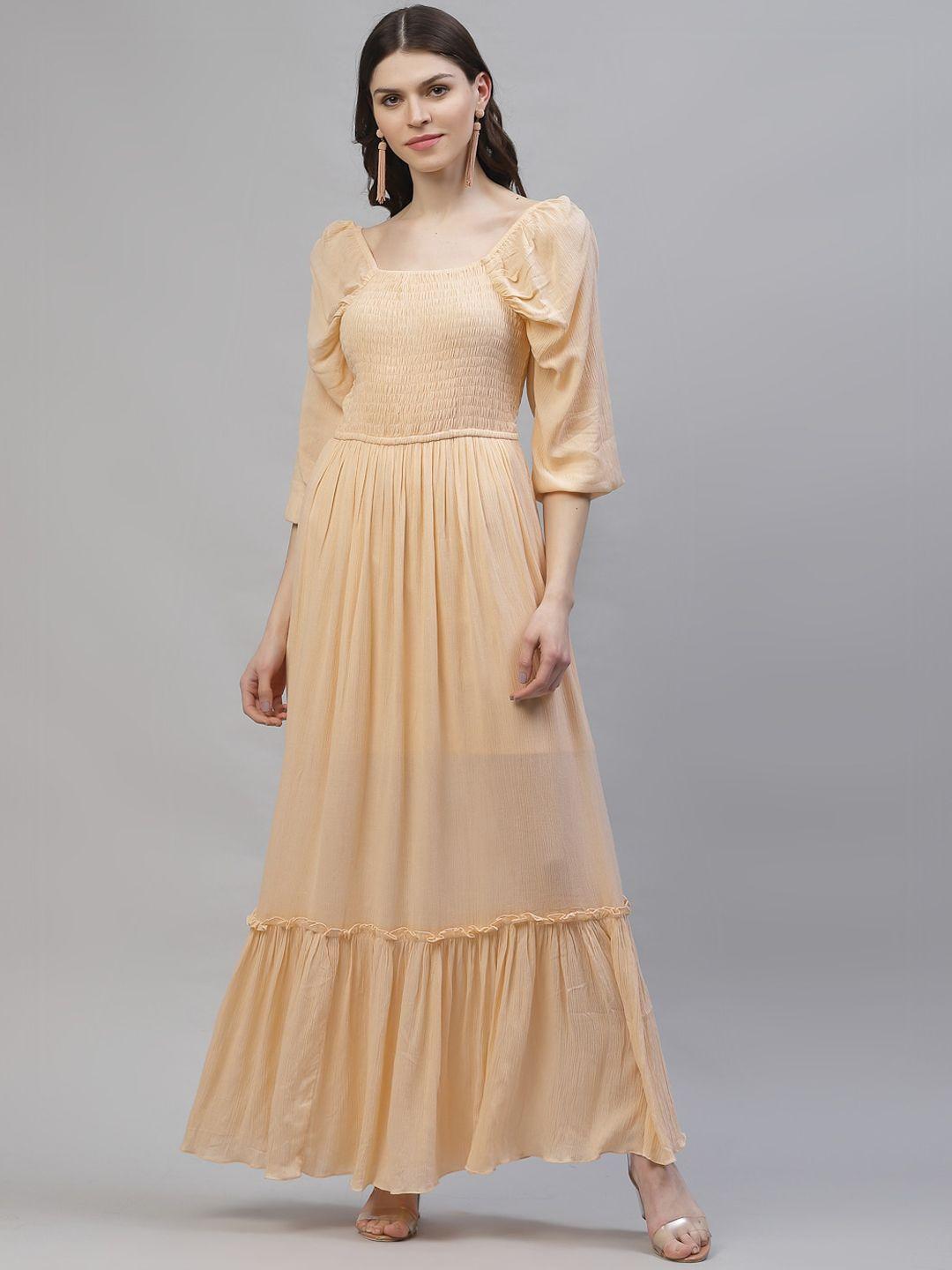 athena women peach-coloured solid maxi dress