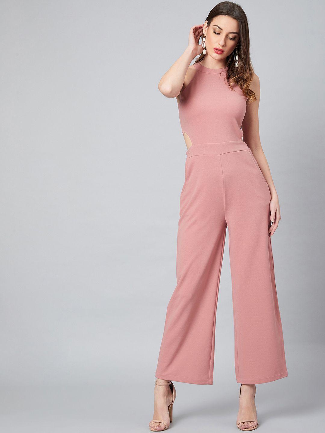 athena women pink solid basic jumpsuit