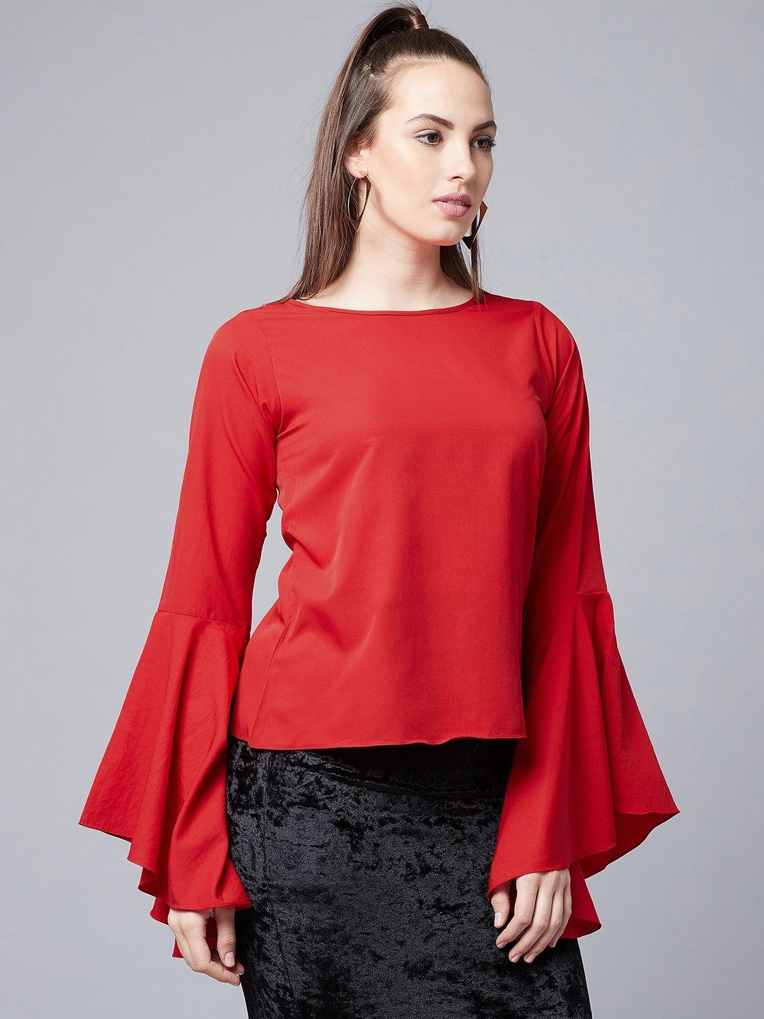 athena women red solid top