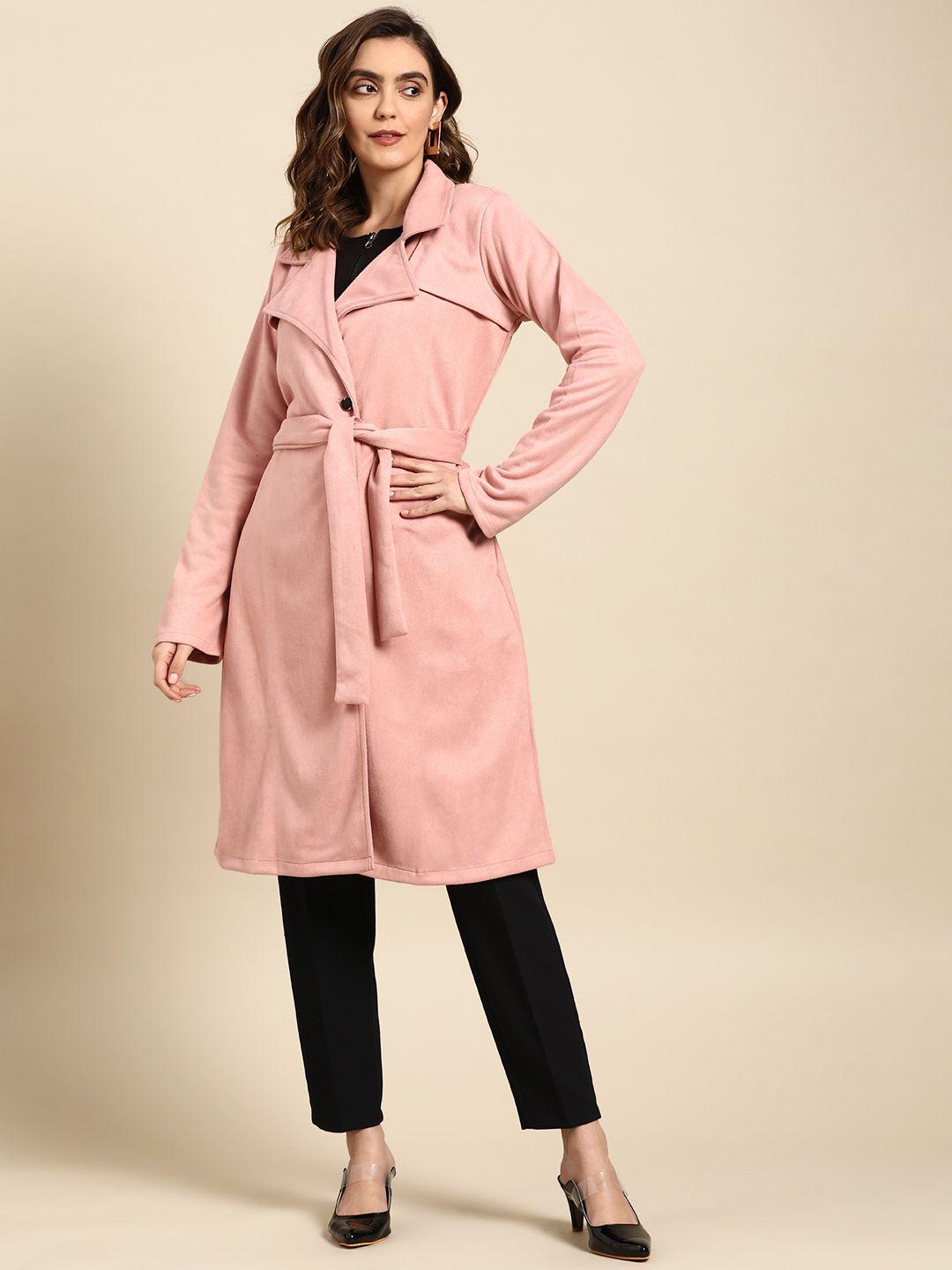 athena women suede overcoat with belt