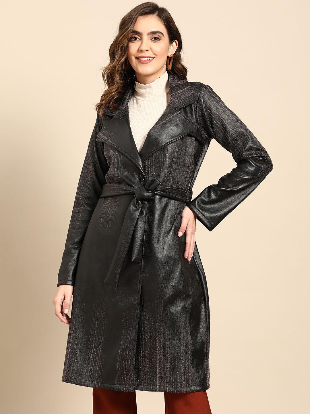 athena women suede overcoat with belt