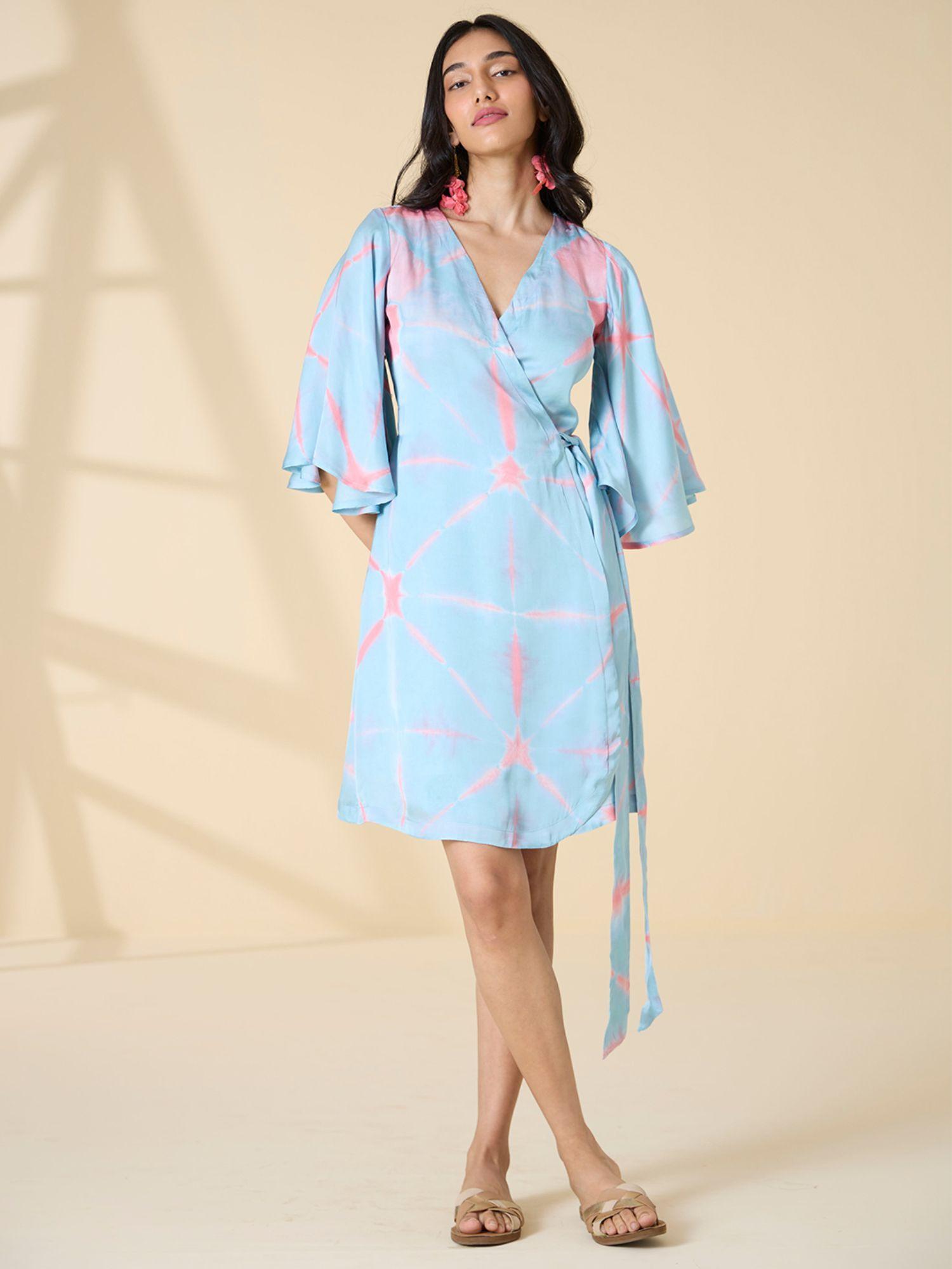 athens tie-and-dye modal silk wrap dress