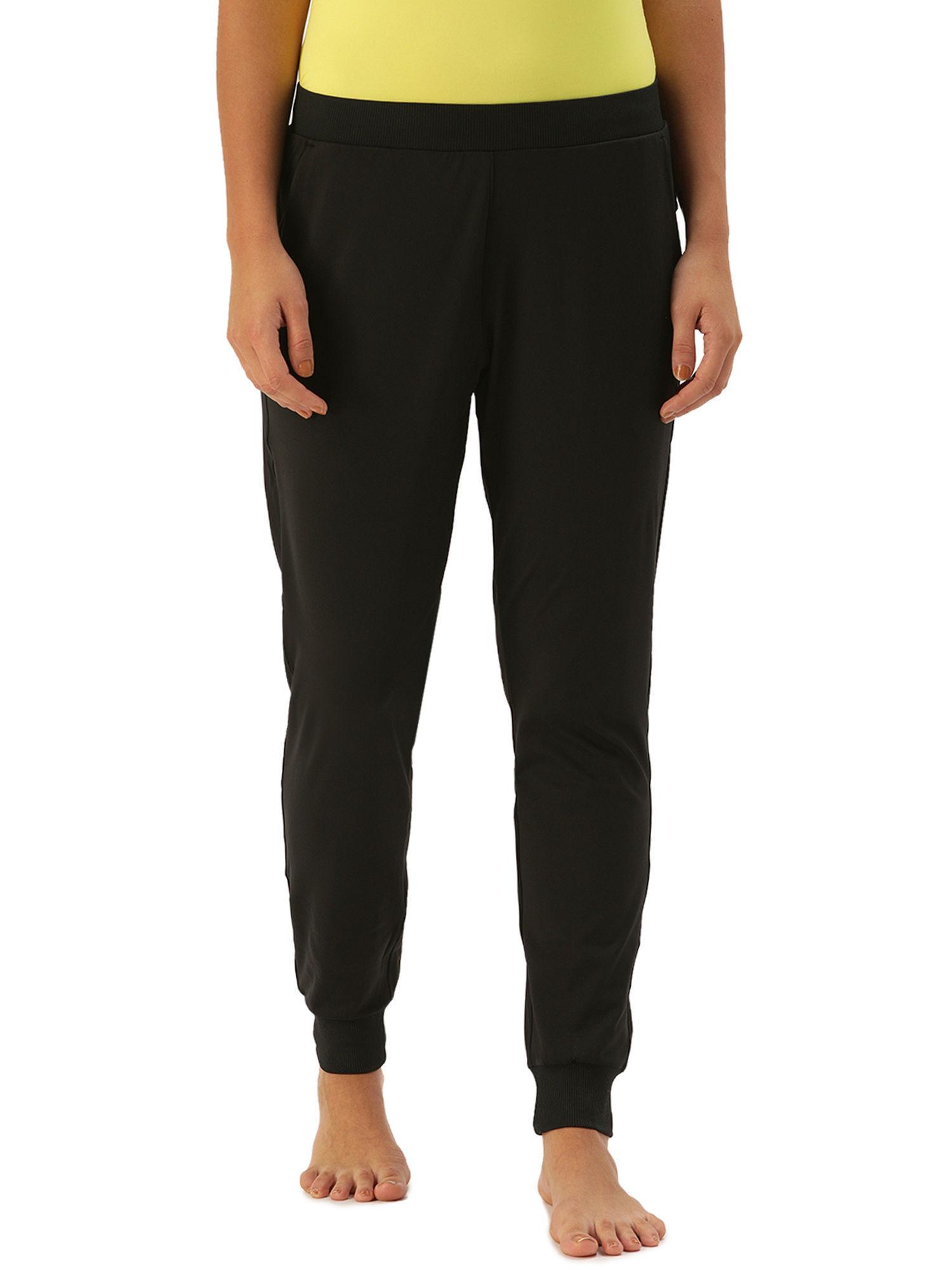 athleisure e074 dry fit jersey yoga pants - black