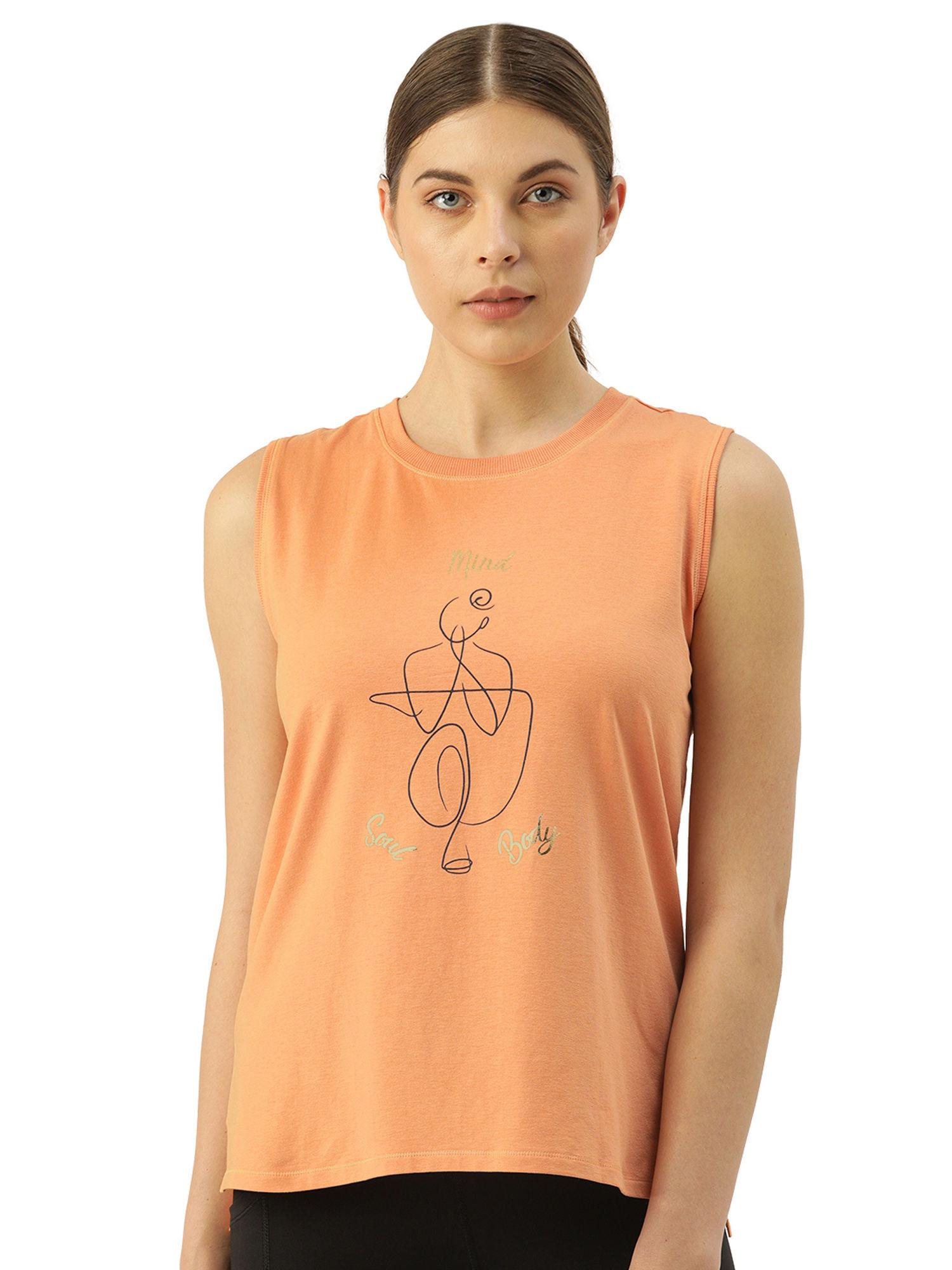 athleisure e133 stretch cotton jersey tank top - orange