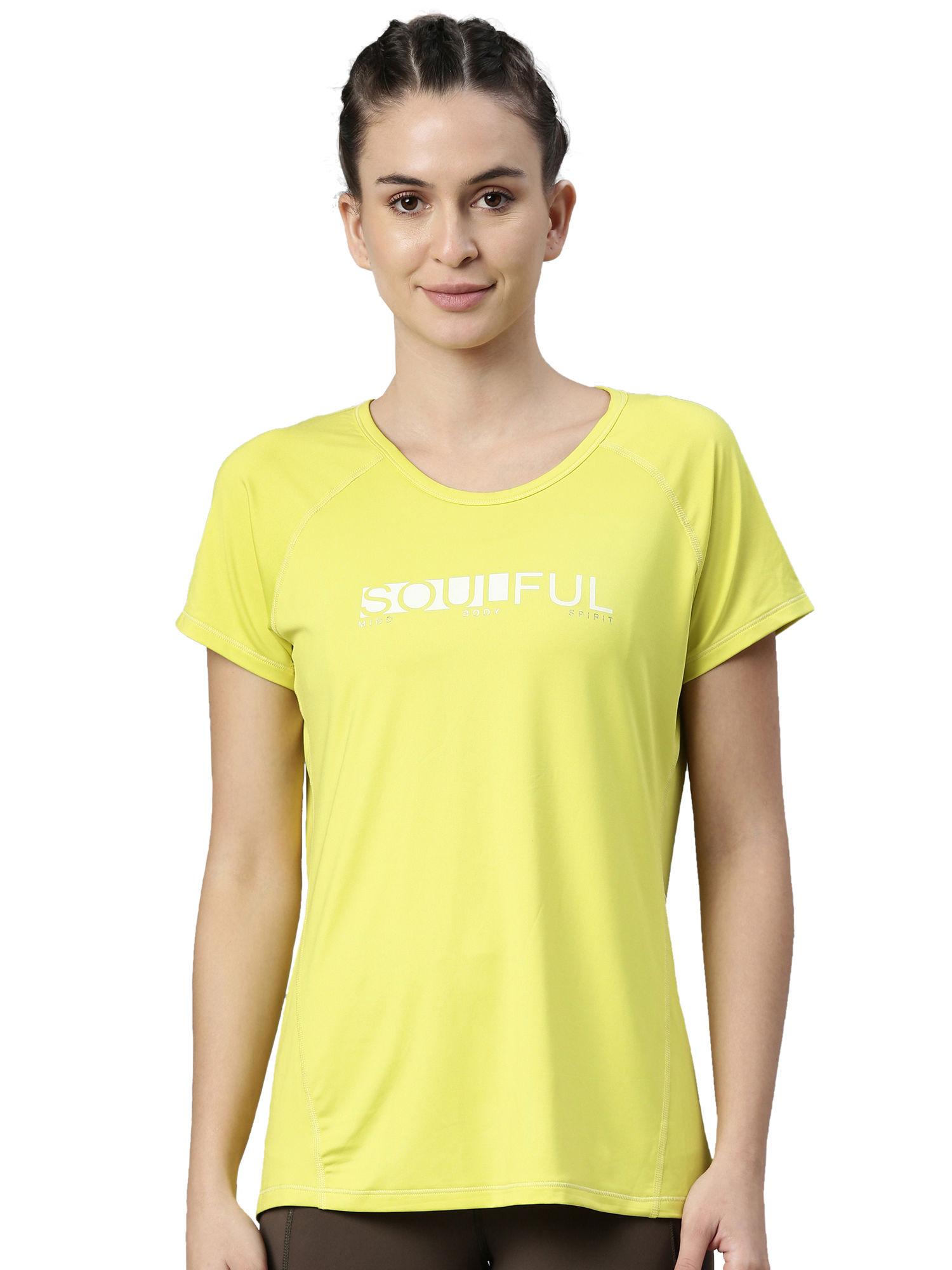 athleisure e163-raglan short sleeve scoop neck dry fit graphic tee-lime glow