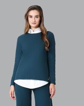 athleisure long raglan sleeve & brushed fleece sweatshirt