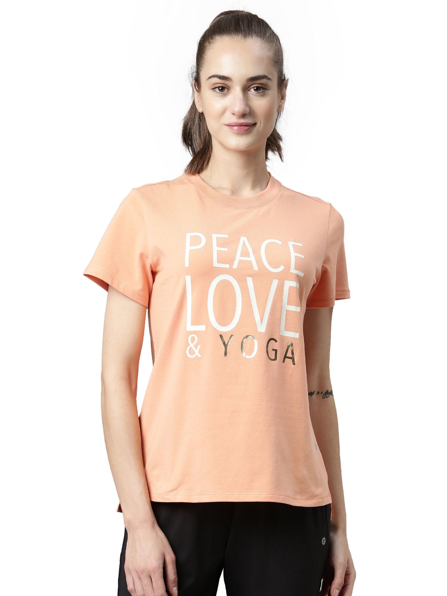 athleisure salmon anti odour cotton graphic tee - orange