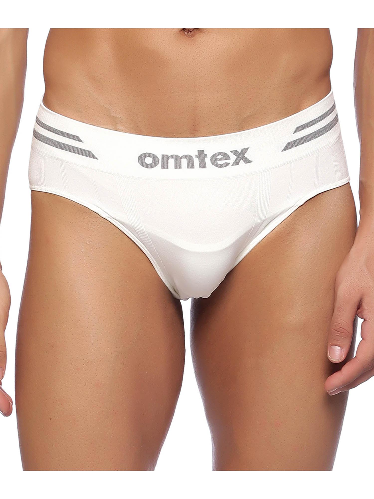 athletic seamless cotton brief full covered - white