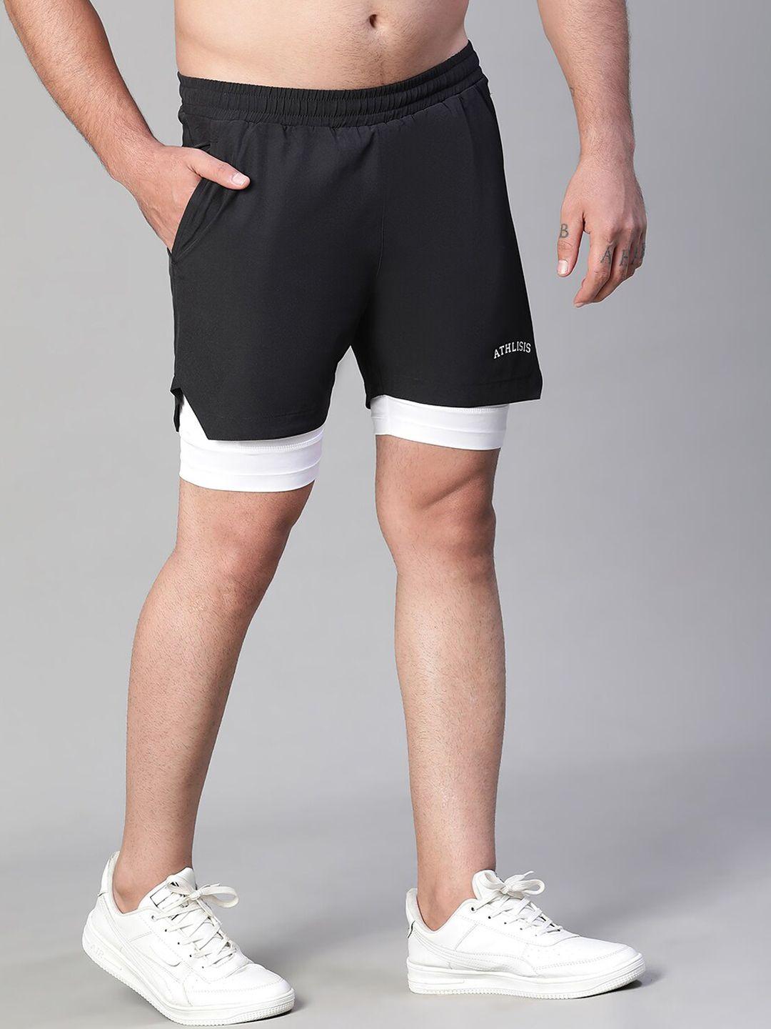 athlisis e-dry technology mid-rise slim fit sports shorts