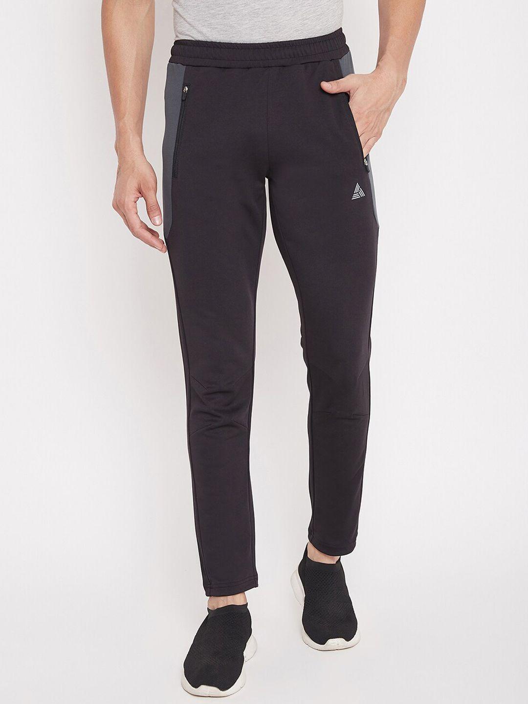 athlisis men black solid slim-fit pure cotton track pants