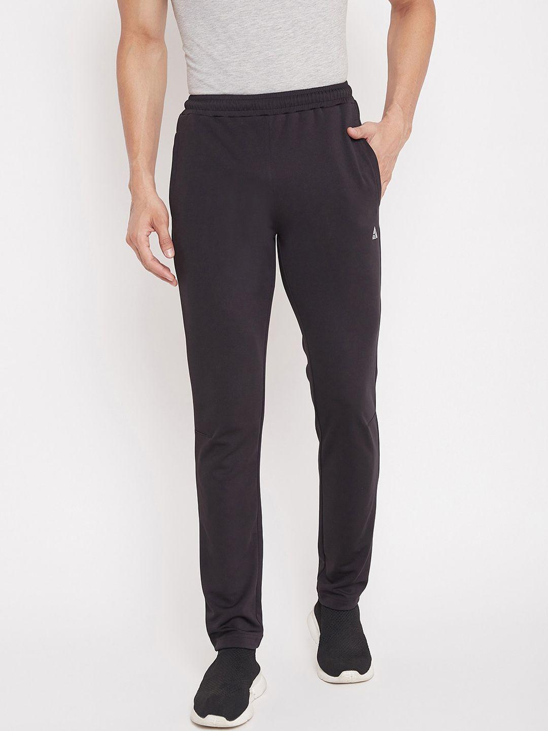 athlisis men black solid slim-fit track pants