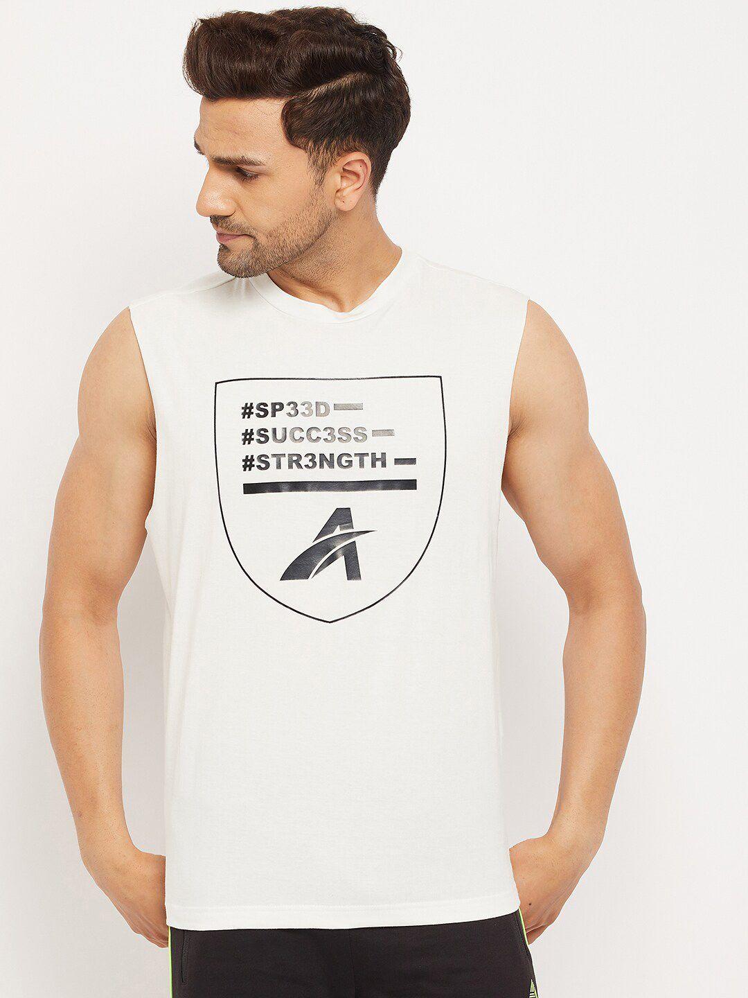 athlisis men white typography printed bio finish t-shirt