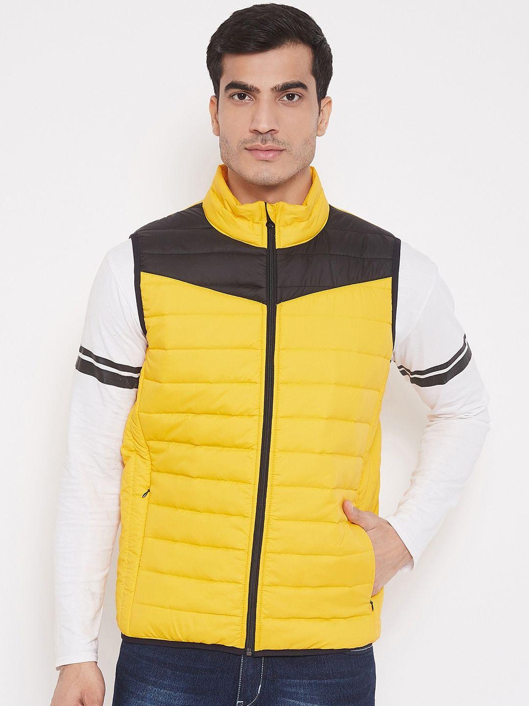 athlisis men yellow colourblocked lightweight puffer jacket