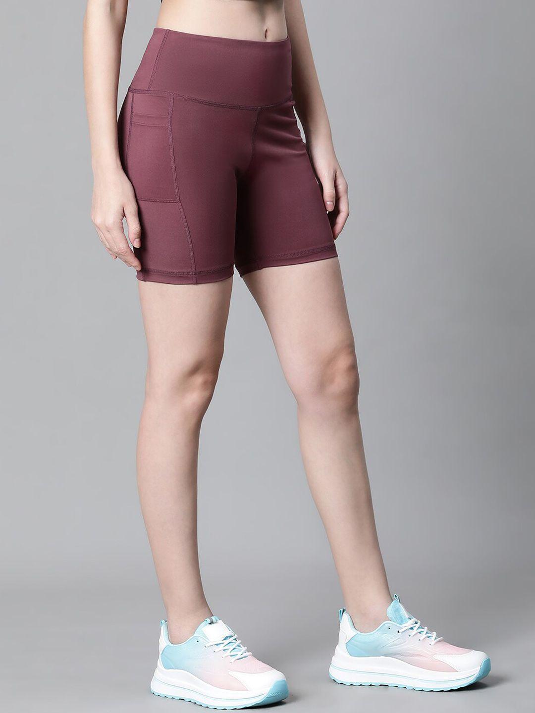 athlisis women mauve skinny fit training or gym sports shorts with e-dry technology technology