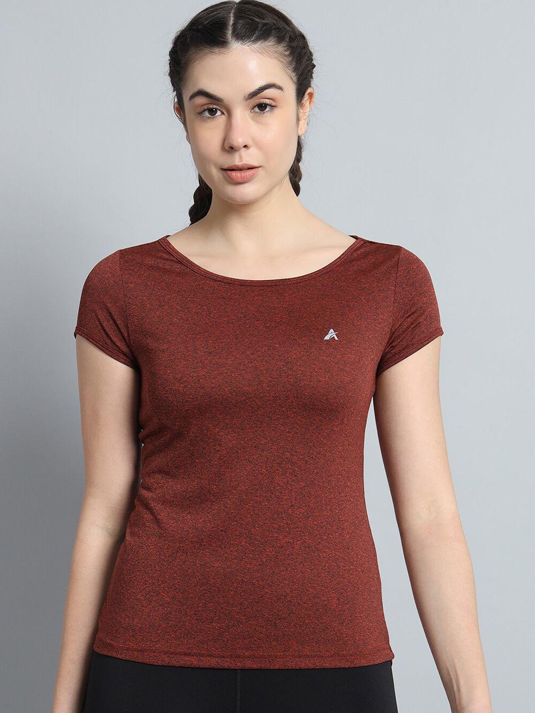 athlisis women rust extended sleeves e-dry slim fit t-shirt