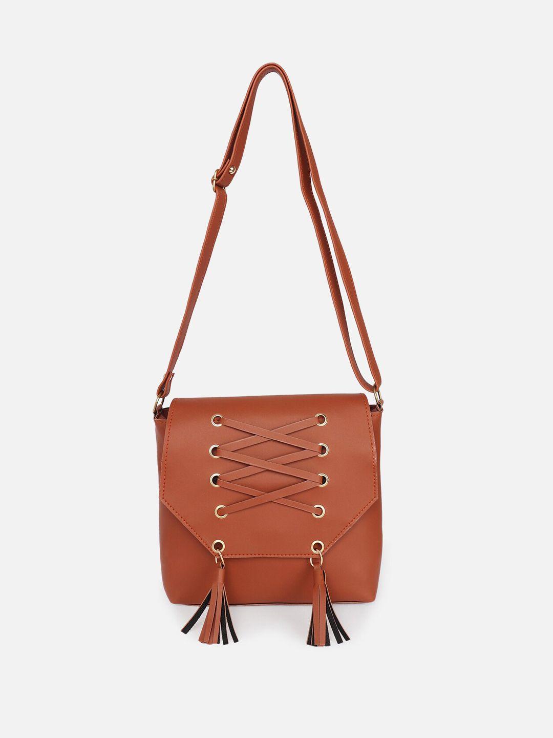 athlisis brown pu structured sling bag