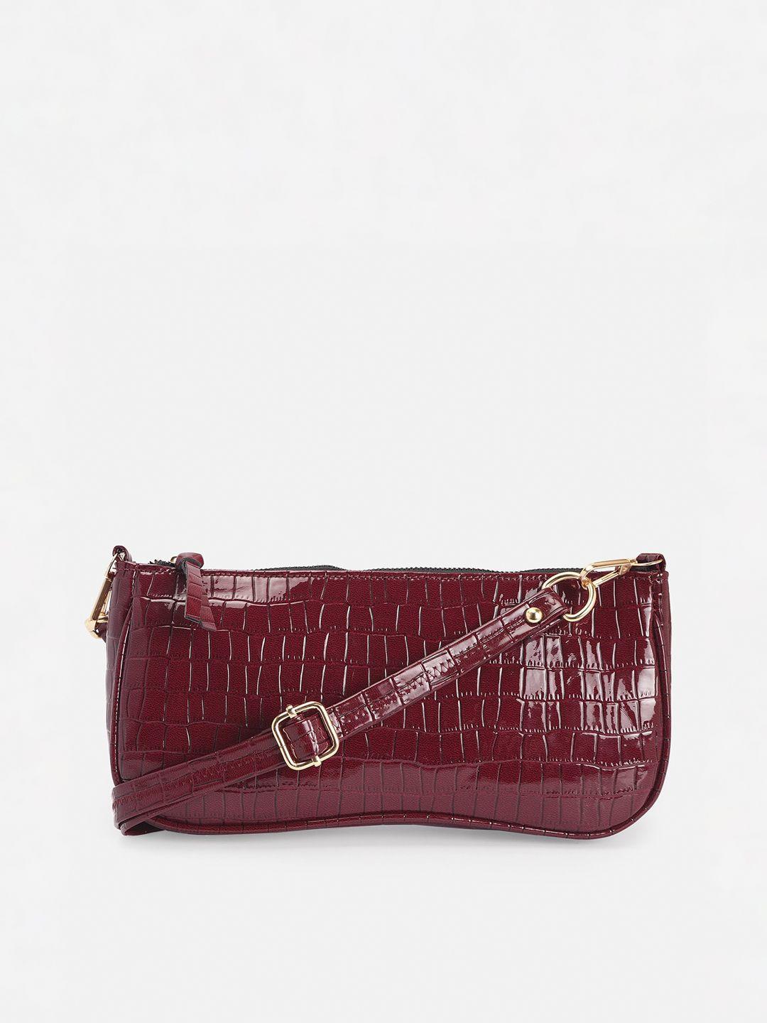 athlisis maroon animal textured pu structured sling bag