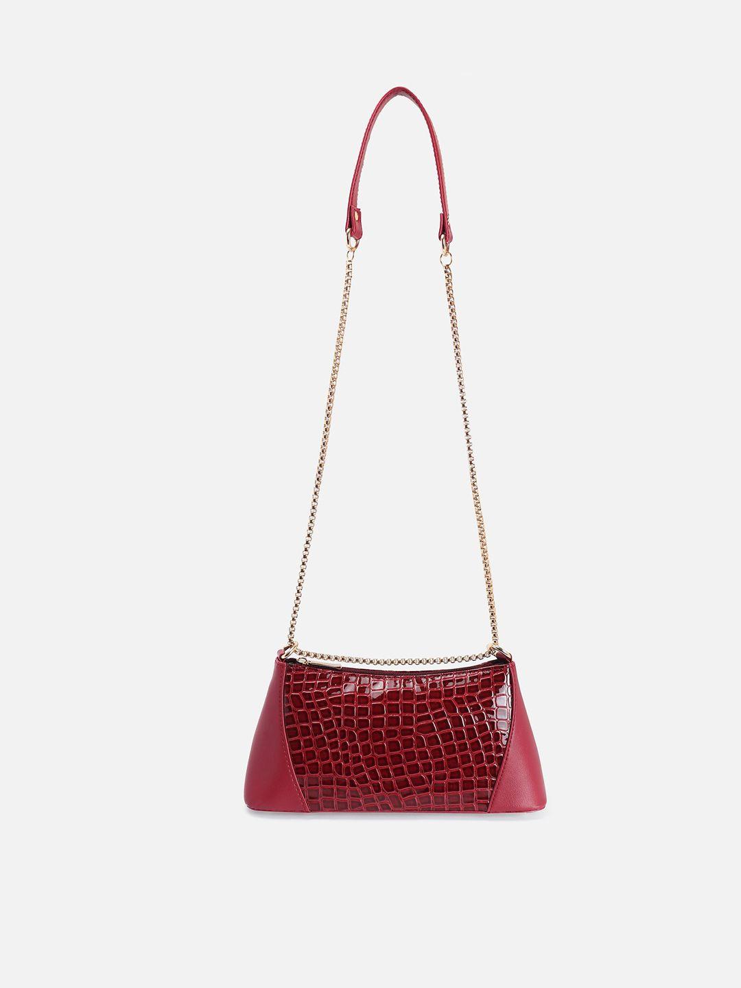 athlisis maroon pu textured sling bag