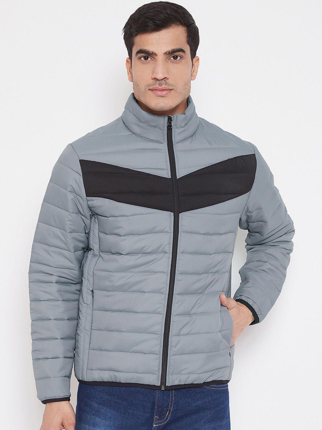 athlisis men grey colourblocked lightweight puffer jacket