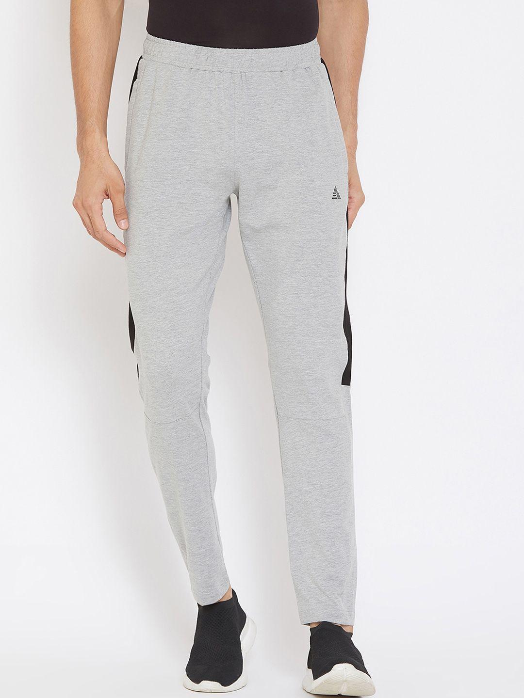 athlisis men grey solid slim-fit pure cotton track pants