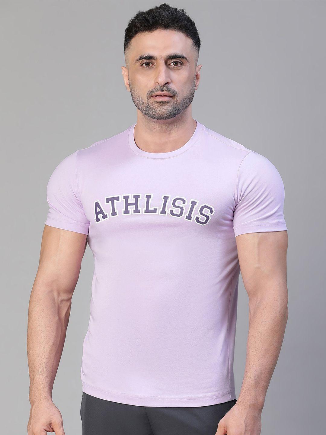 athlisis typography printed bio finish slim fit pure cotton t-shirt