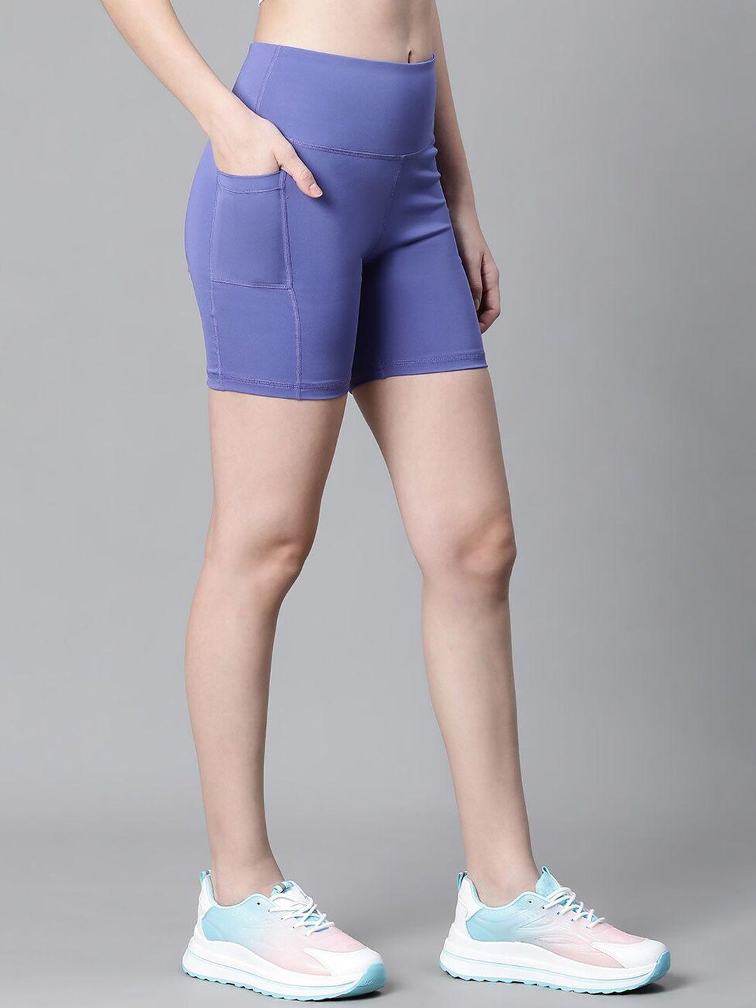 athlisis women blue skinny fit training or gym sports shorts with e-dry technology technology