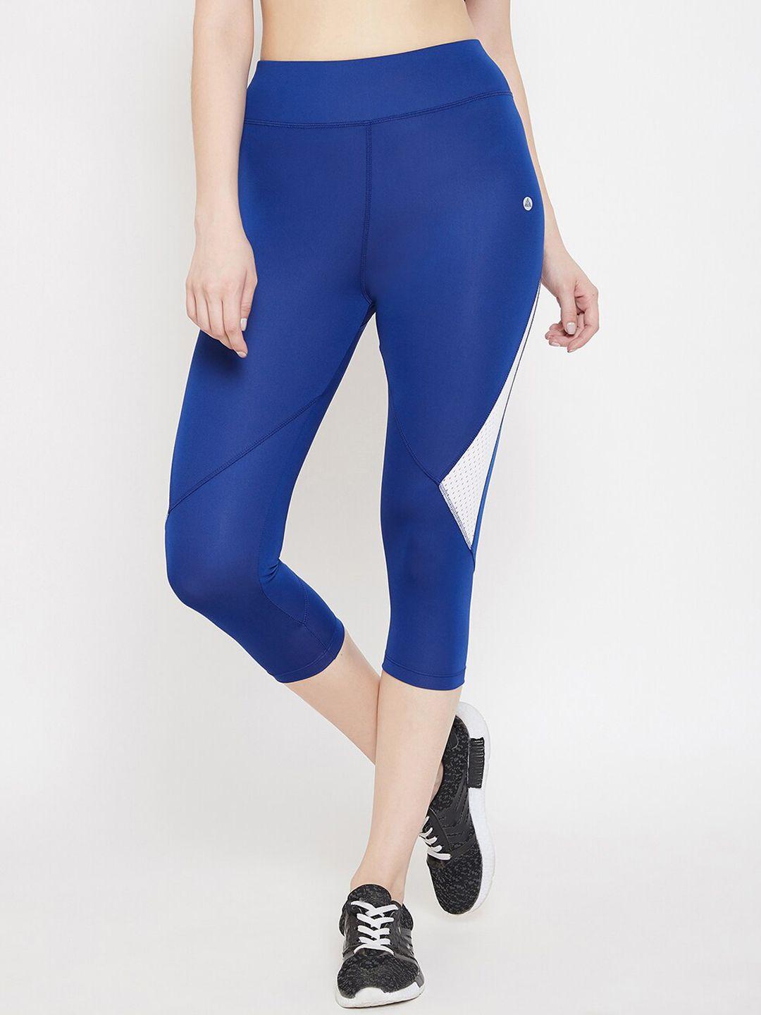 athlisis women blue solid quick dry training tights