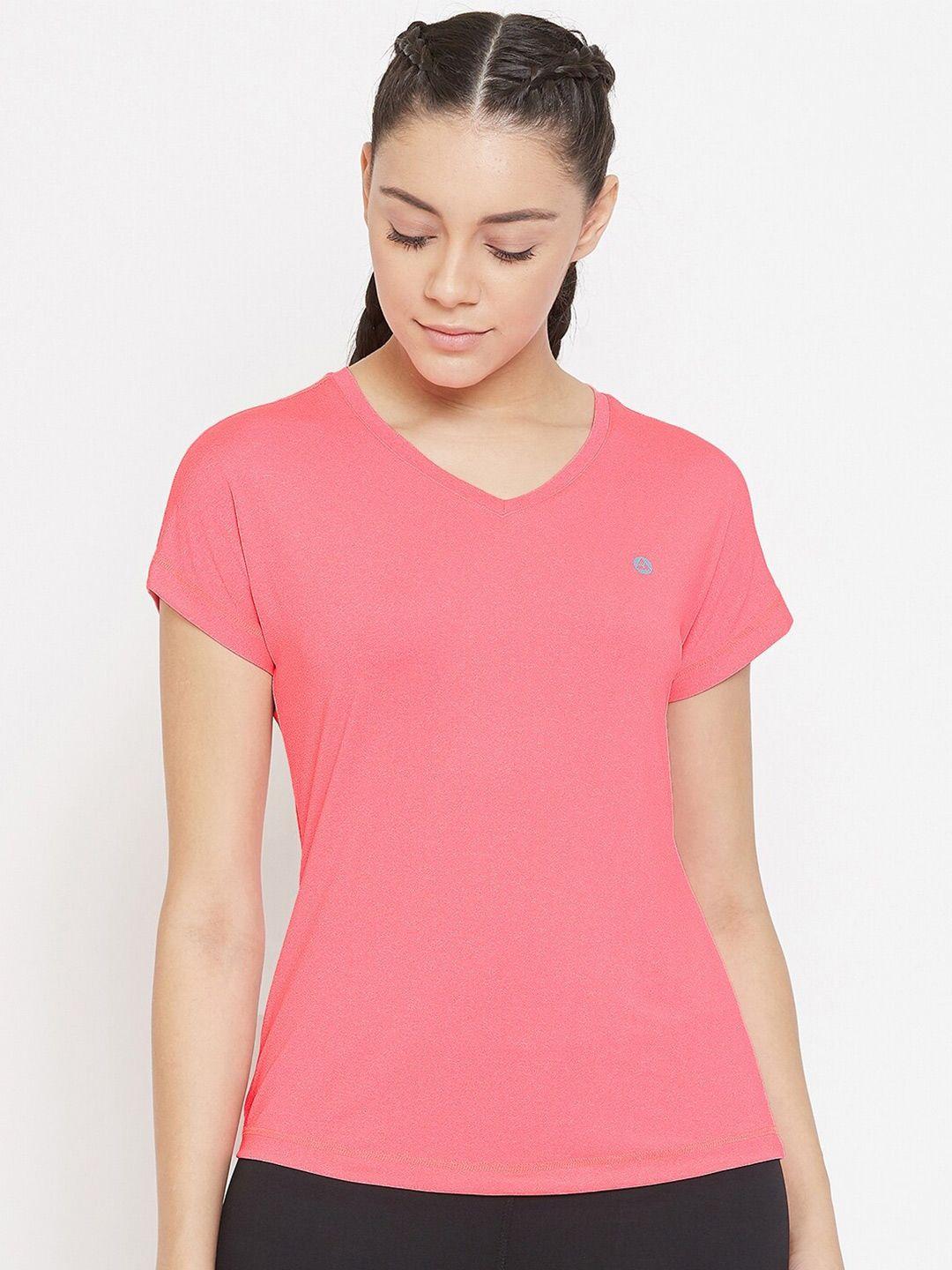 athlisis women coral v-neck extended sleeves dri-fit t-shirt