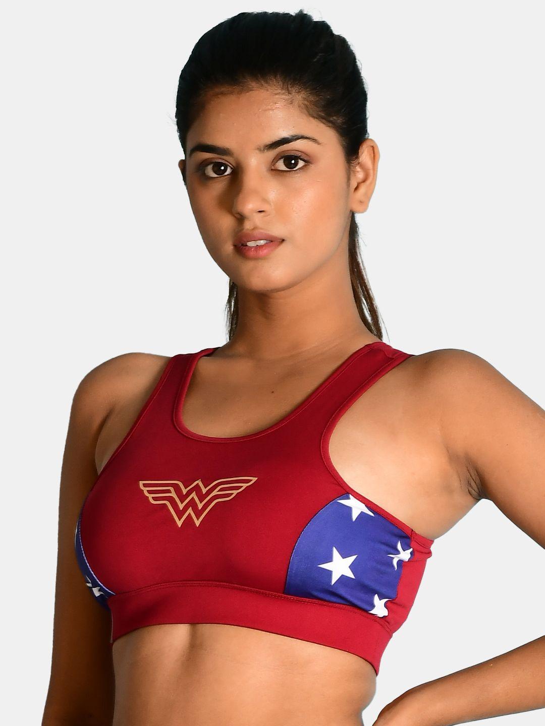 athlizur red & blue wonder woman supernova racerback sports bra