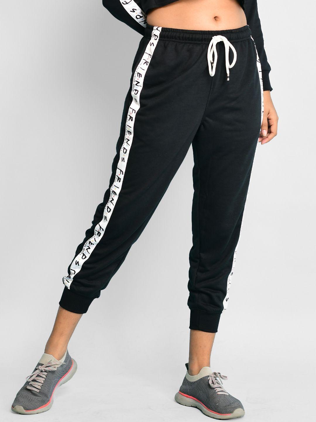 athlizur women black printed cotton joggers