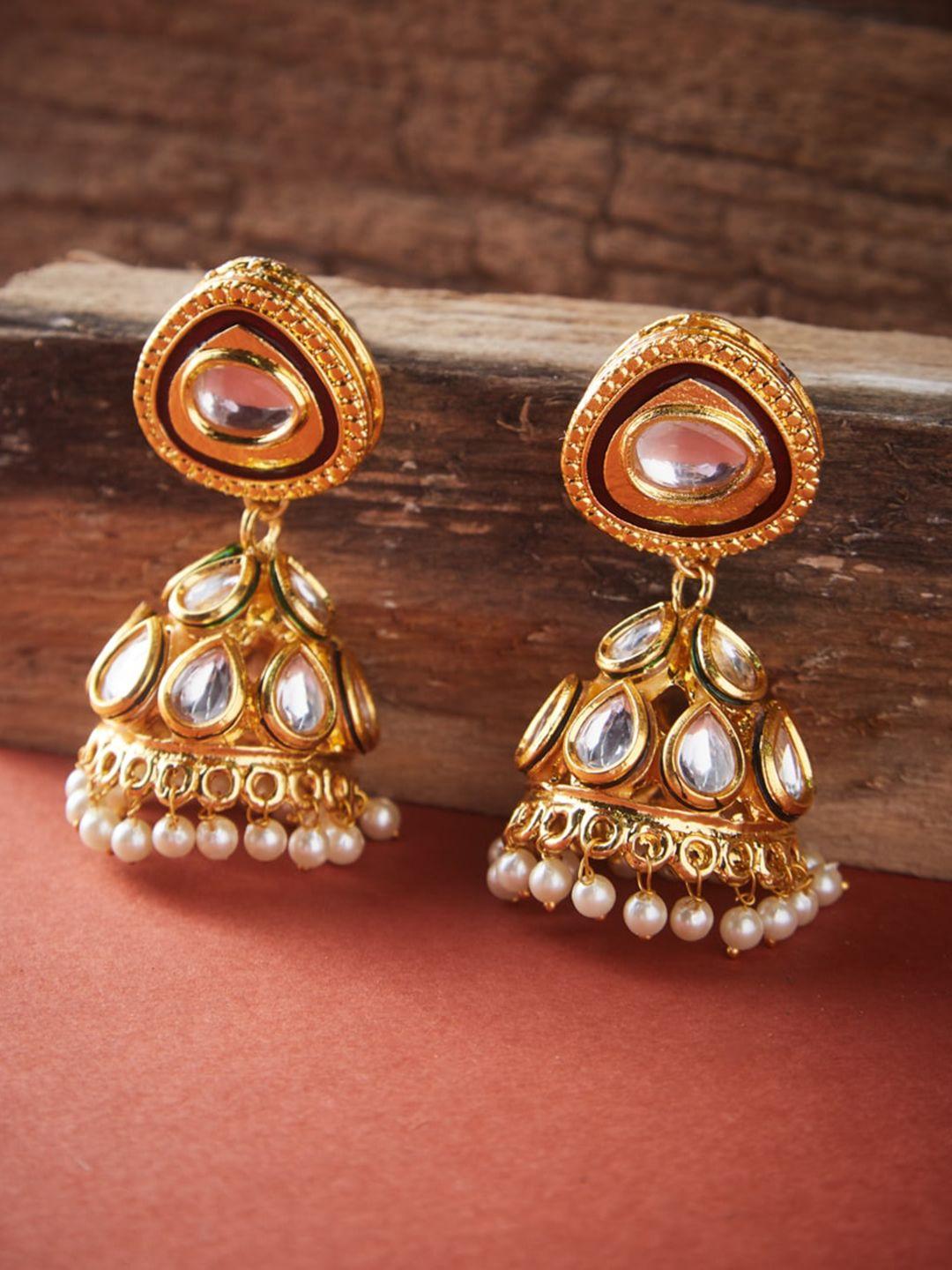 atibelle gold-plated kundan classic jhumkas