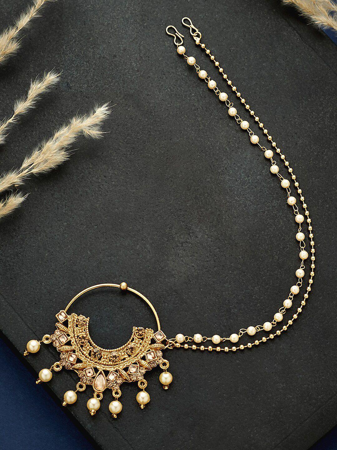 atibelle gold-plated kundan studded nosepin