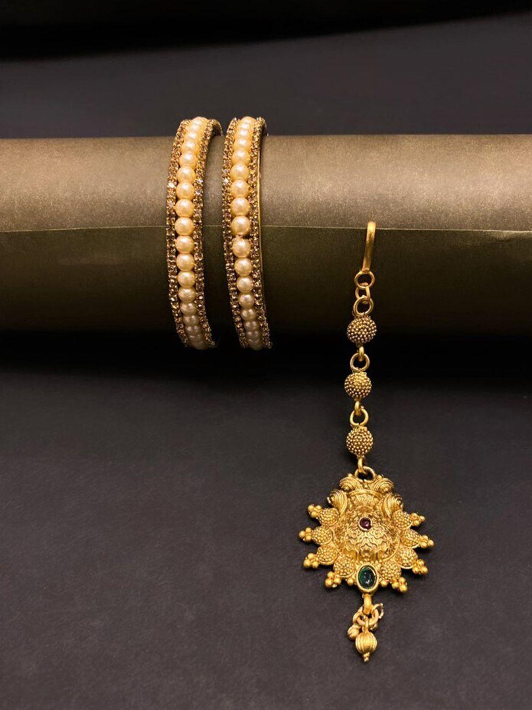 atibelle gold-plated pearl studded jewellery set