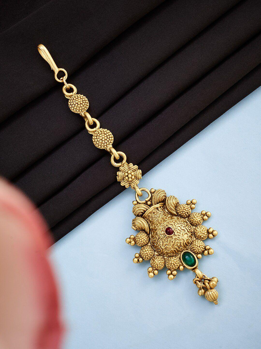 atibelle gold-plated stone-studded maang tikka