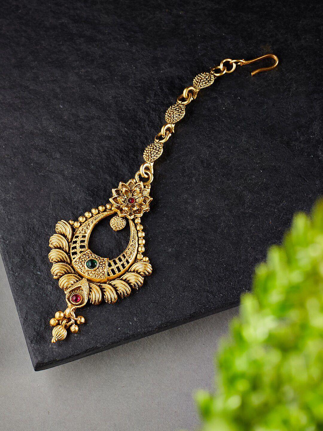 atibelle gold-plated stone-studded mangtikka