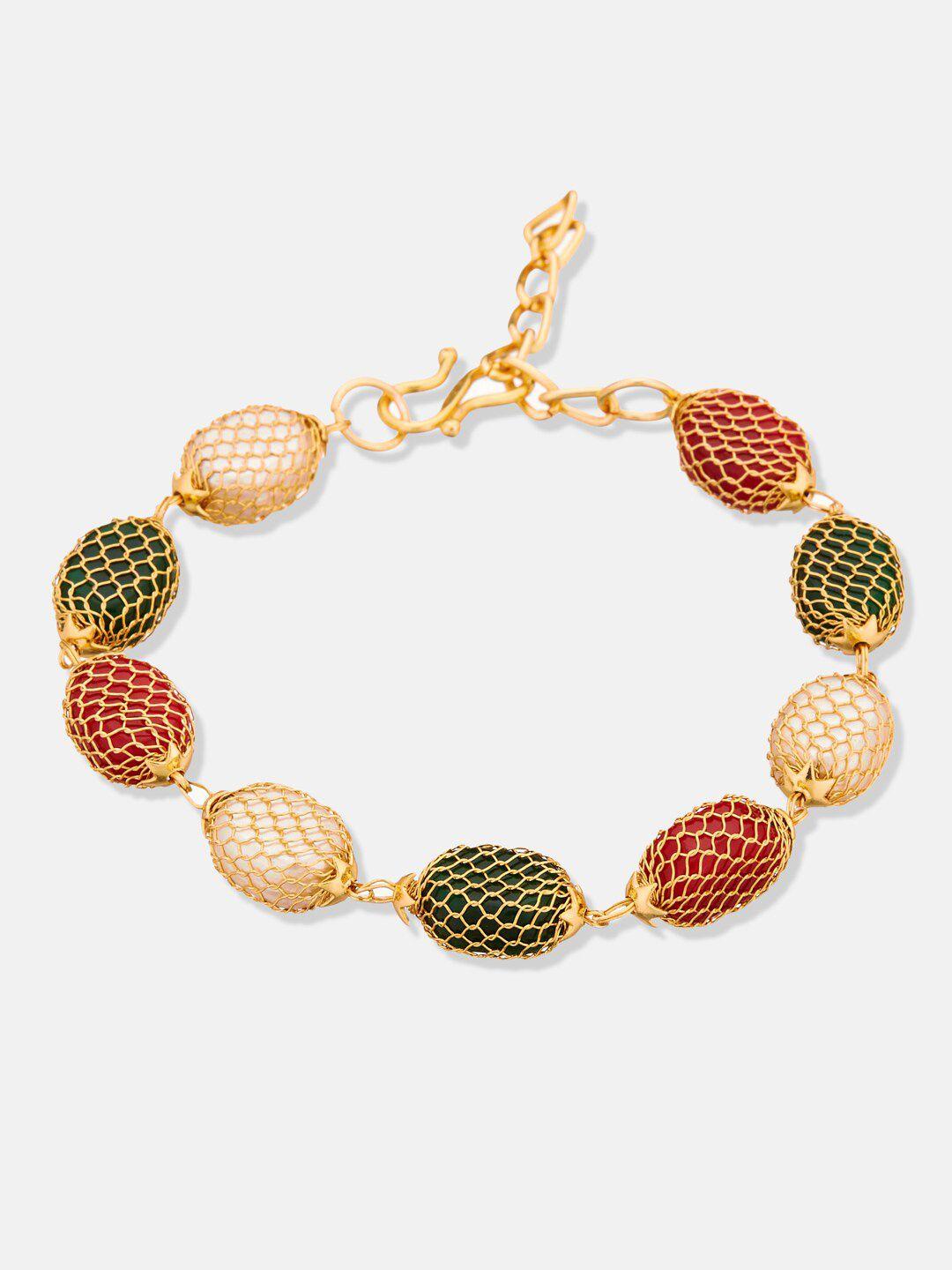 atibelle set of 2 gold-plated beaded link bracelet