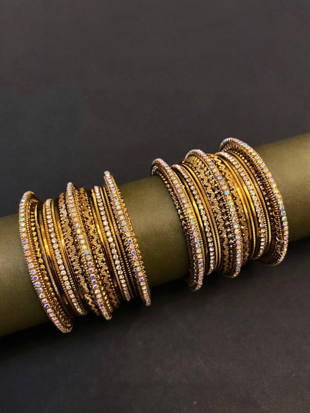 atibelle set of 26 copper-plated & ad-studded bangles