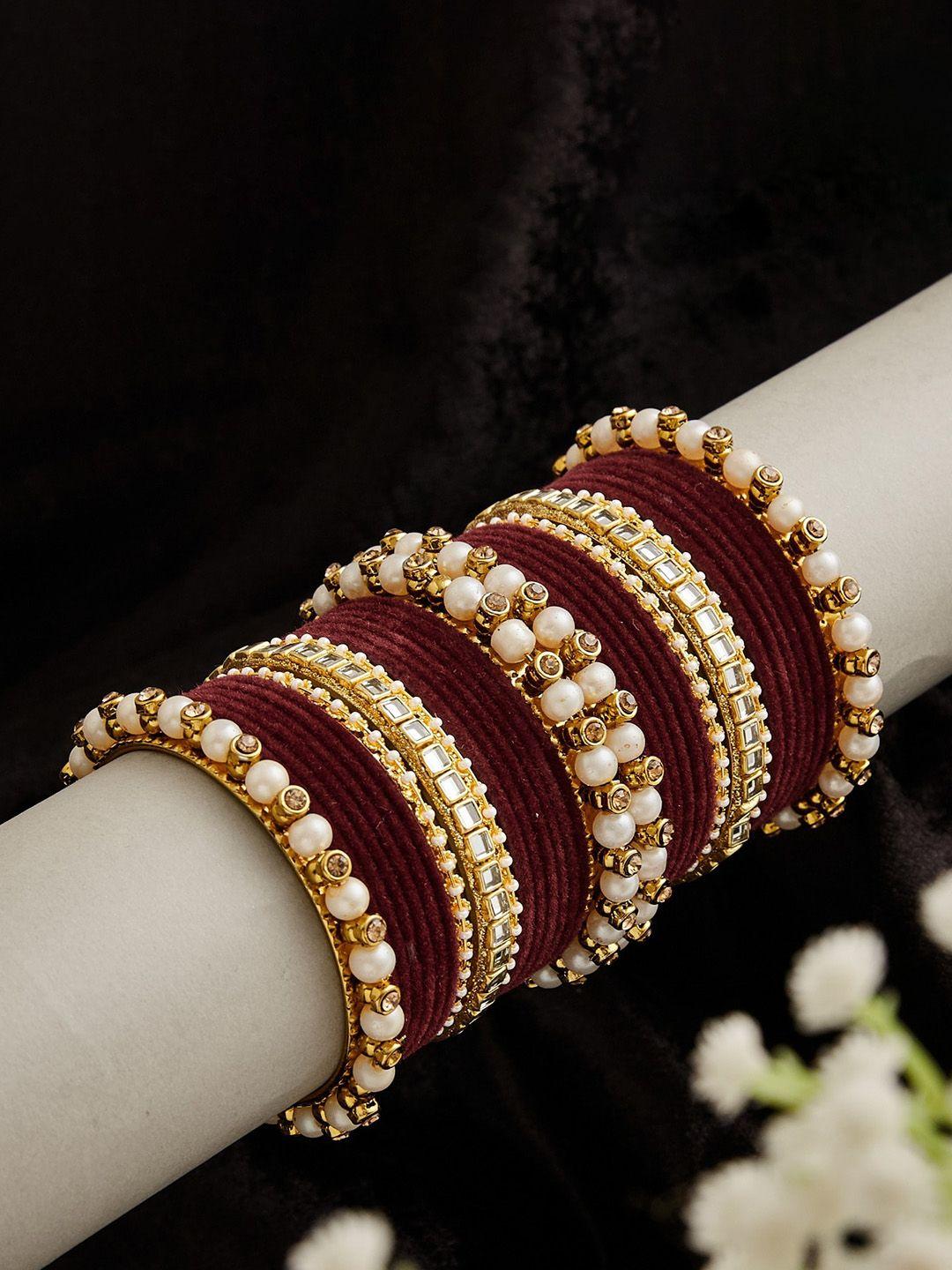 atibelle set of 34 copper-plated kundan studded bangles