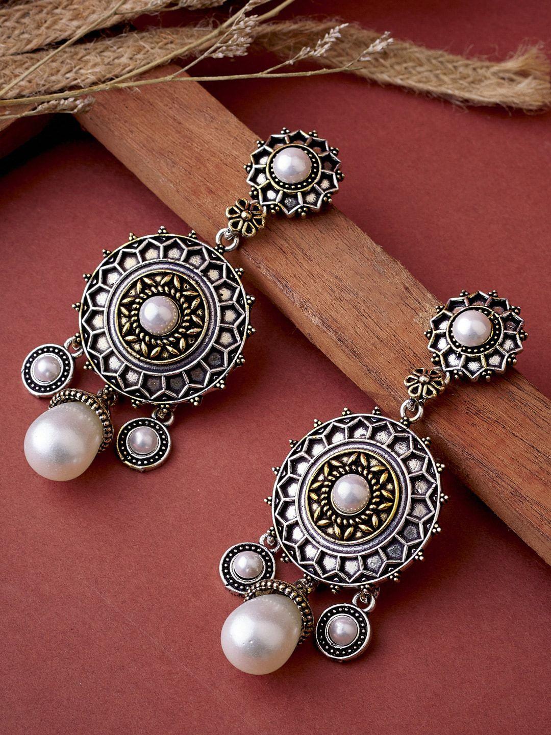 atibelle silver-plated circular drop earrings