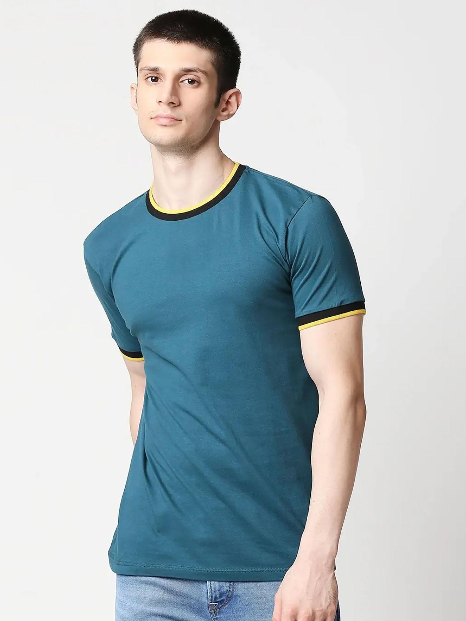 atlantic deep round neck varsity half sleeves t-shirt