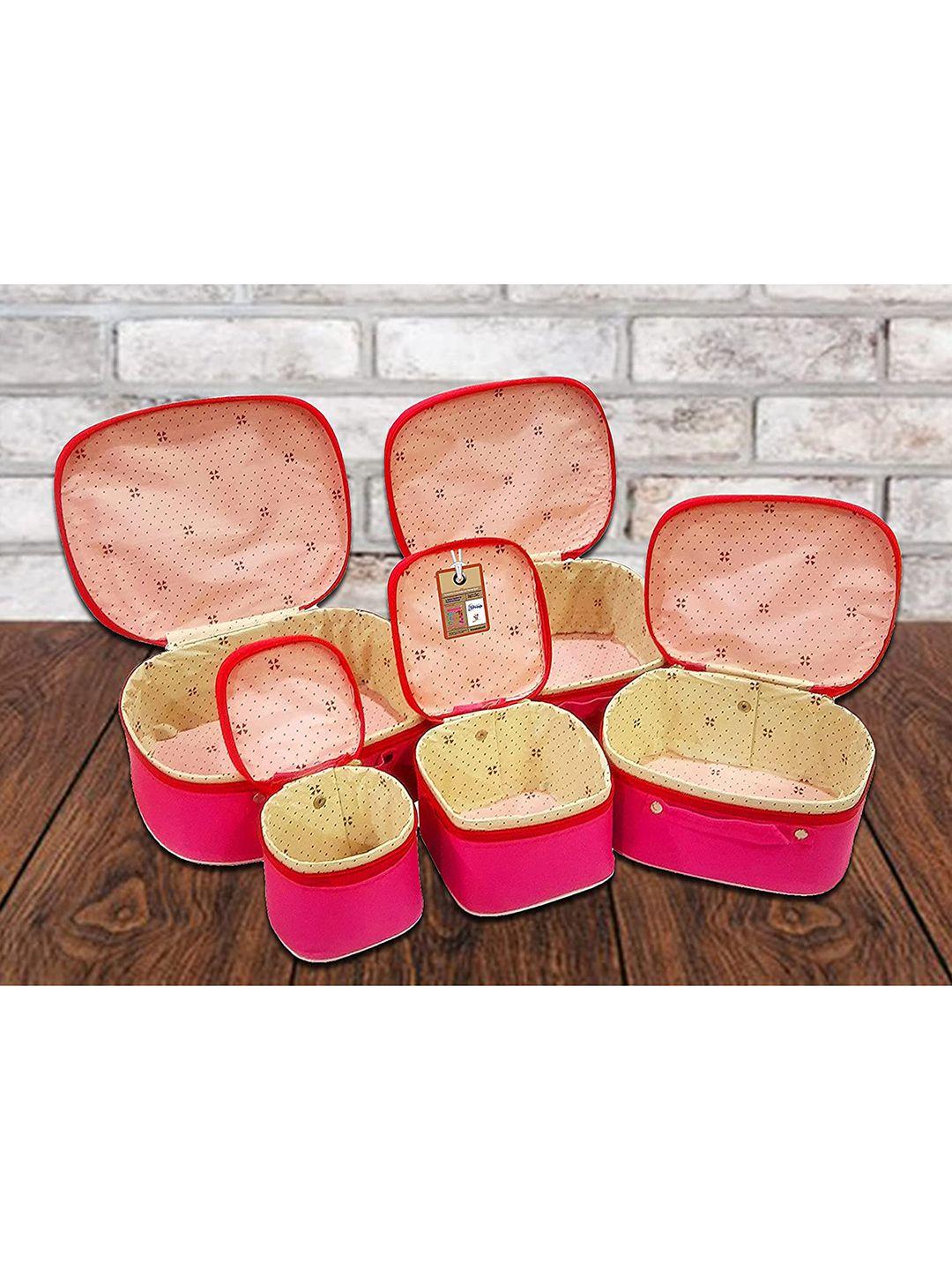 atorakushon pack of 5 pink solid vanity organizer makeup box pouch