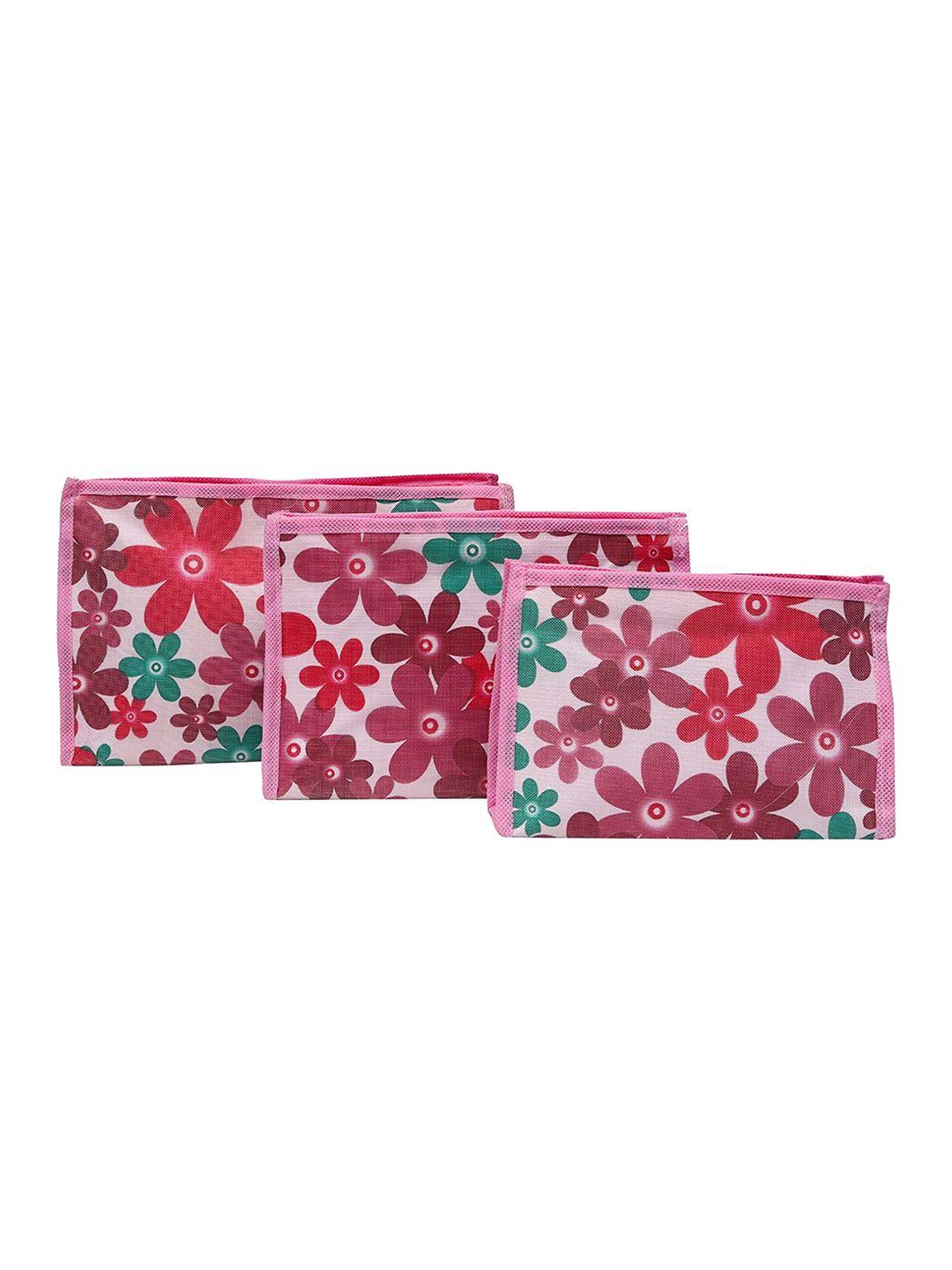 atorakushon pink pack of 3 printed jewellery organizers