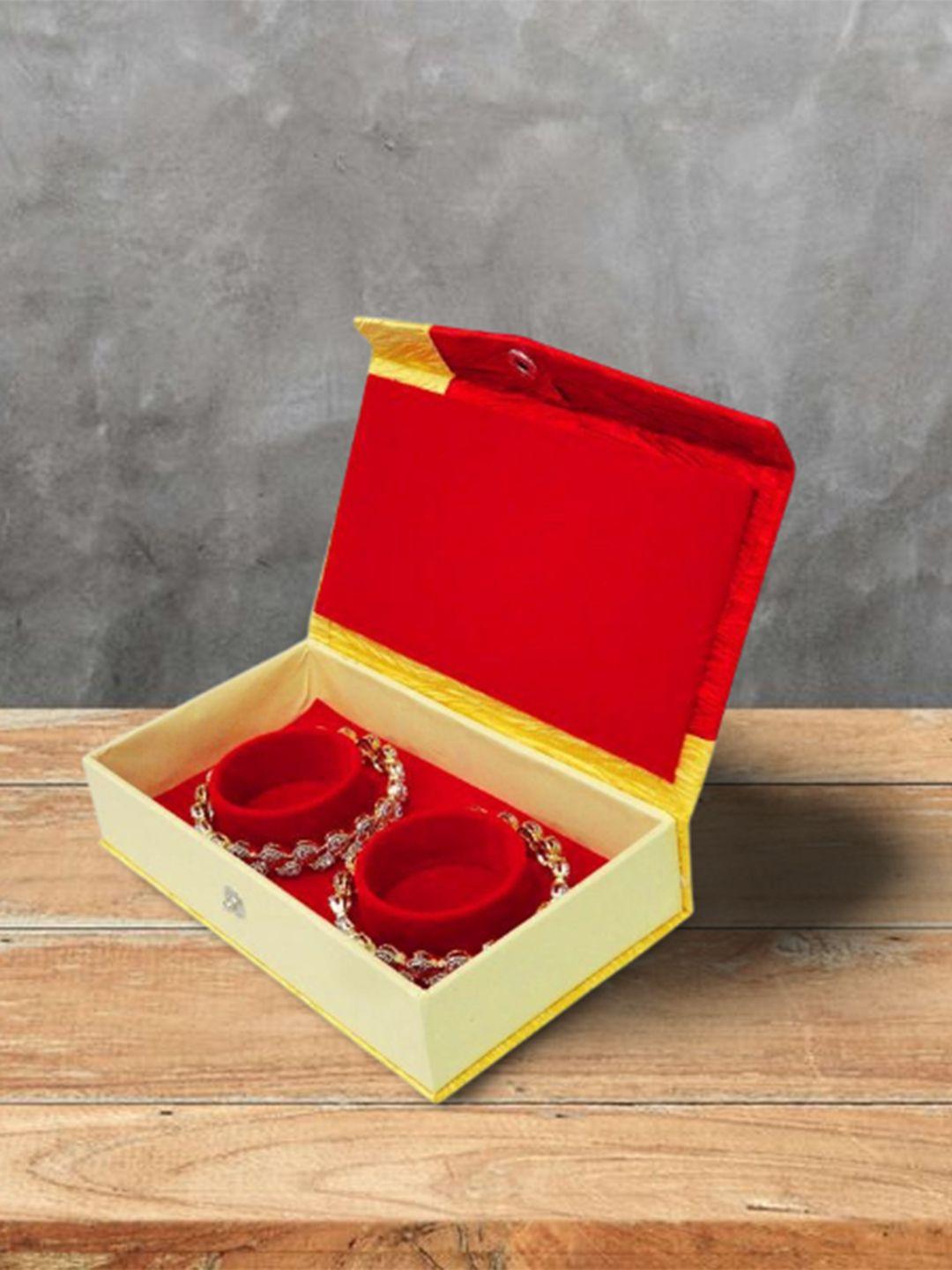 atorakushon set of 2 gold & red solid bangle organisers