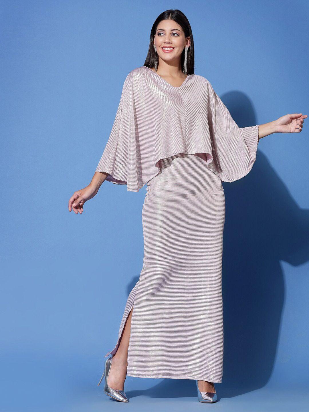 atraenta self design cape sleeves maxi dress