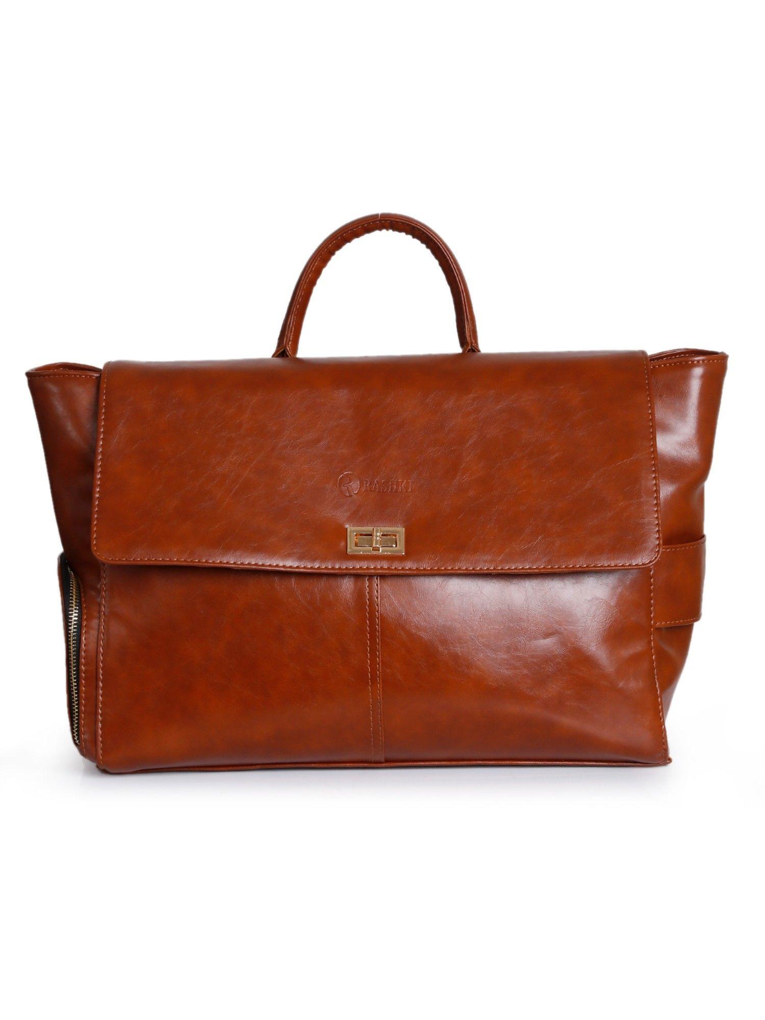 atria tan solid plain handbag