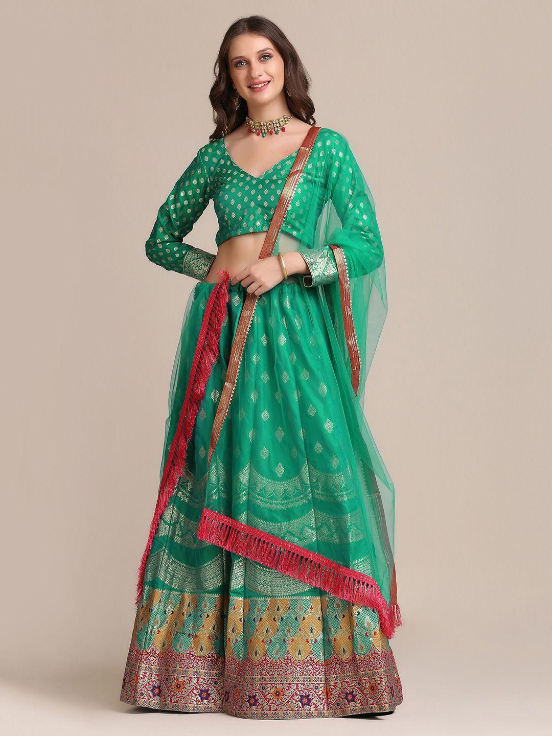 atsevam embellished semi-stitched lehenga & unstitched blouse with dupatta