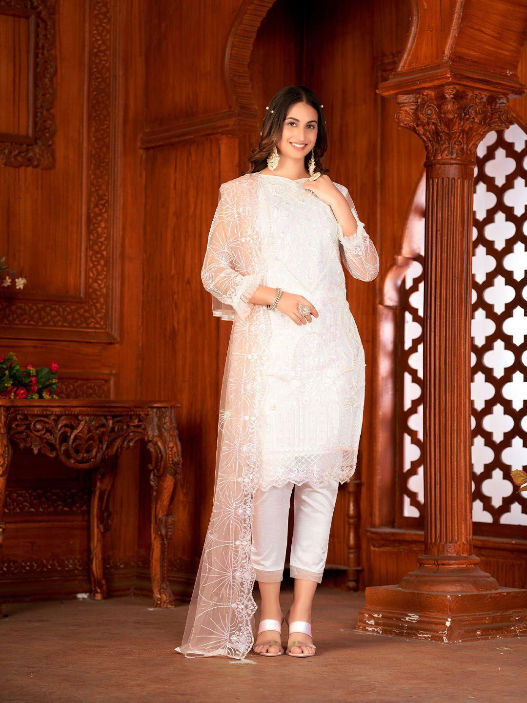 atsevam floral embroidered semi-stitched dress material
