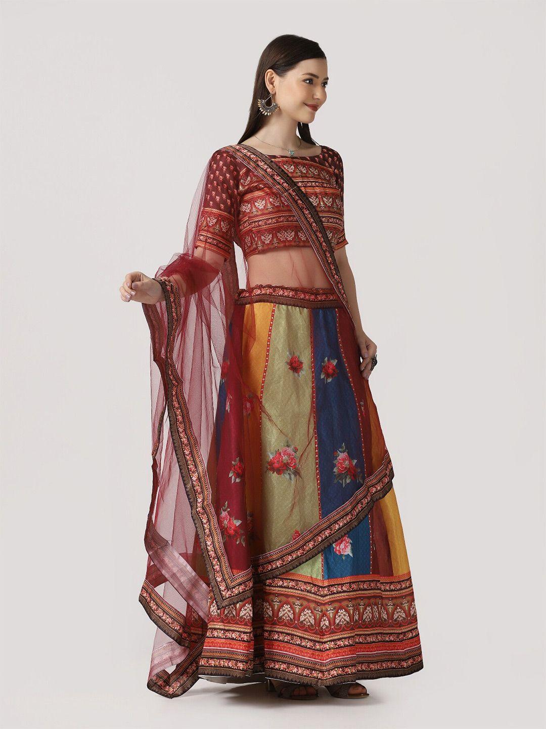 atsevam printed semi-stitched lehenga & unstitched blouse with dupatta