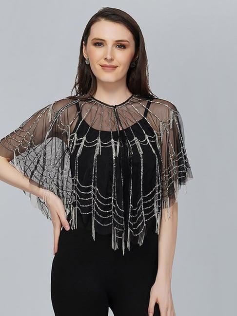 attic salt black embellished shrug