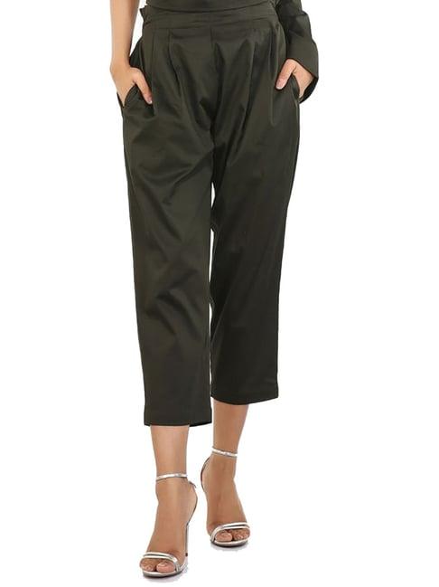 attic salt green regular fit crop pants